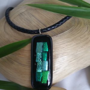 Long fused glass pendant