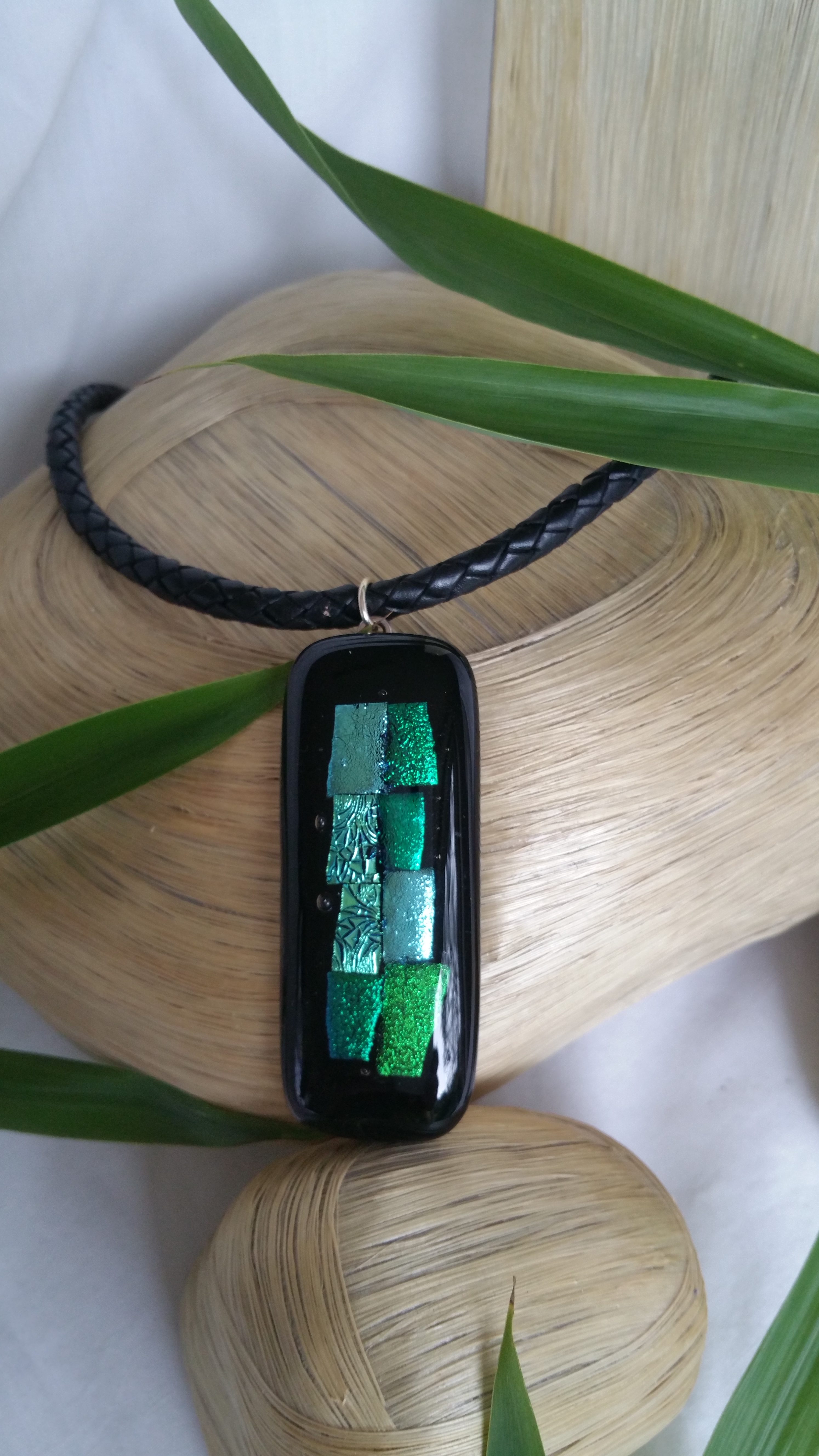 Long fused glass pendant