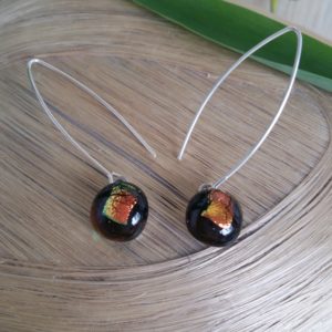 long hook fused glass earrings