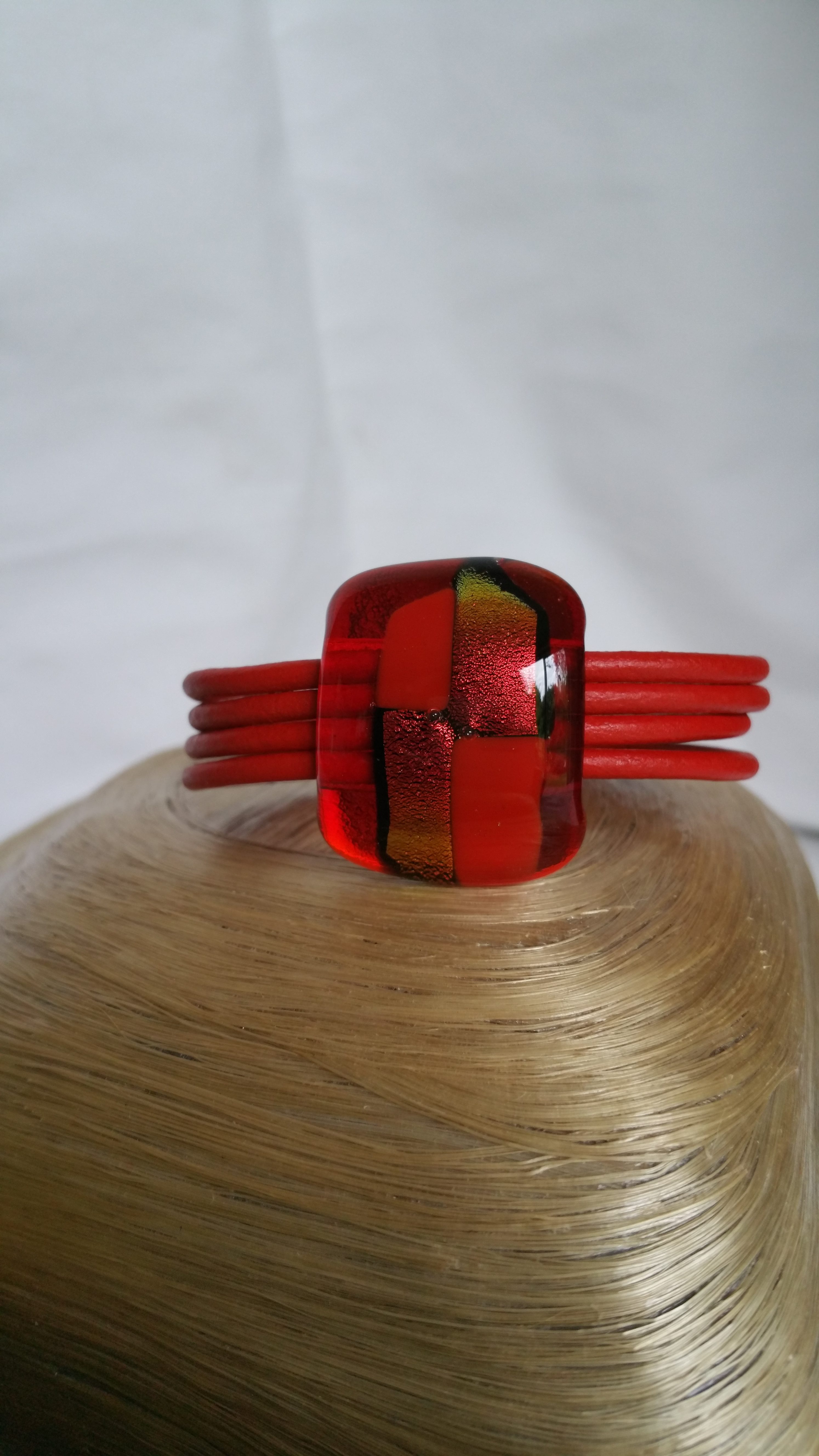 fused glass with leather and magnetic clasp - Image 2