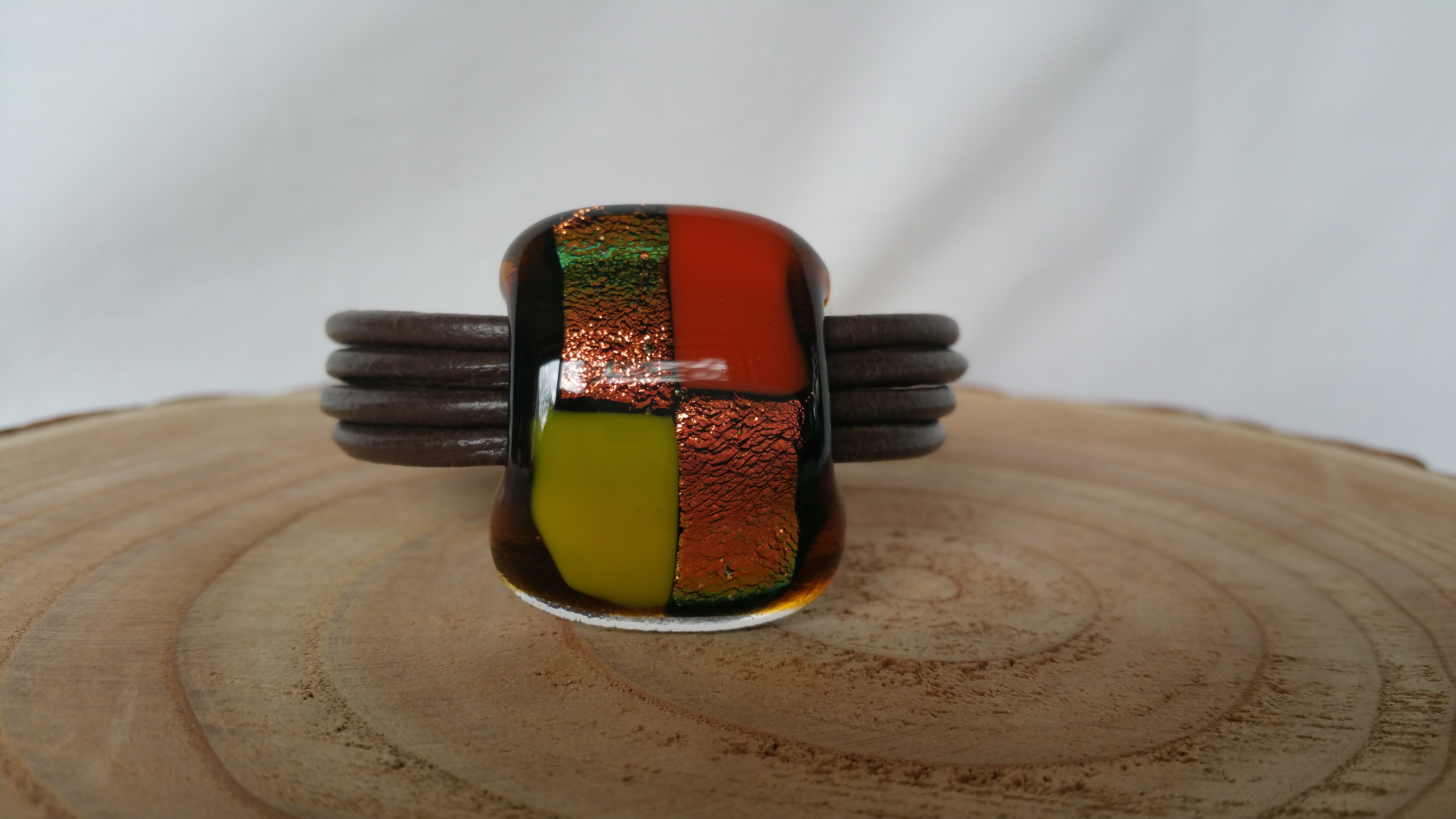fused glass with leather and magnetic clasp - Image 6