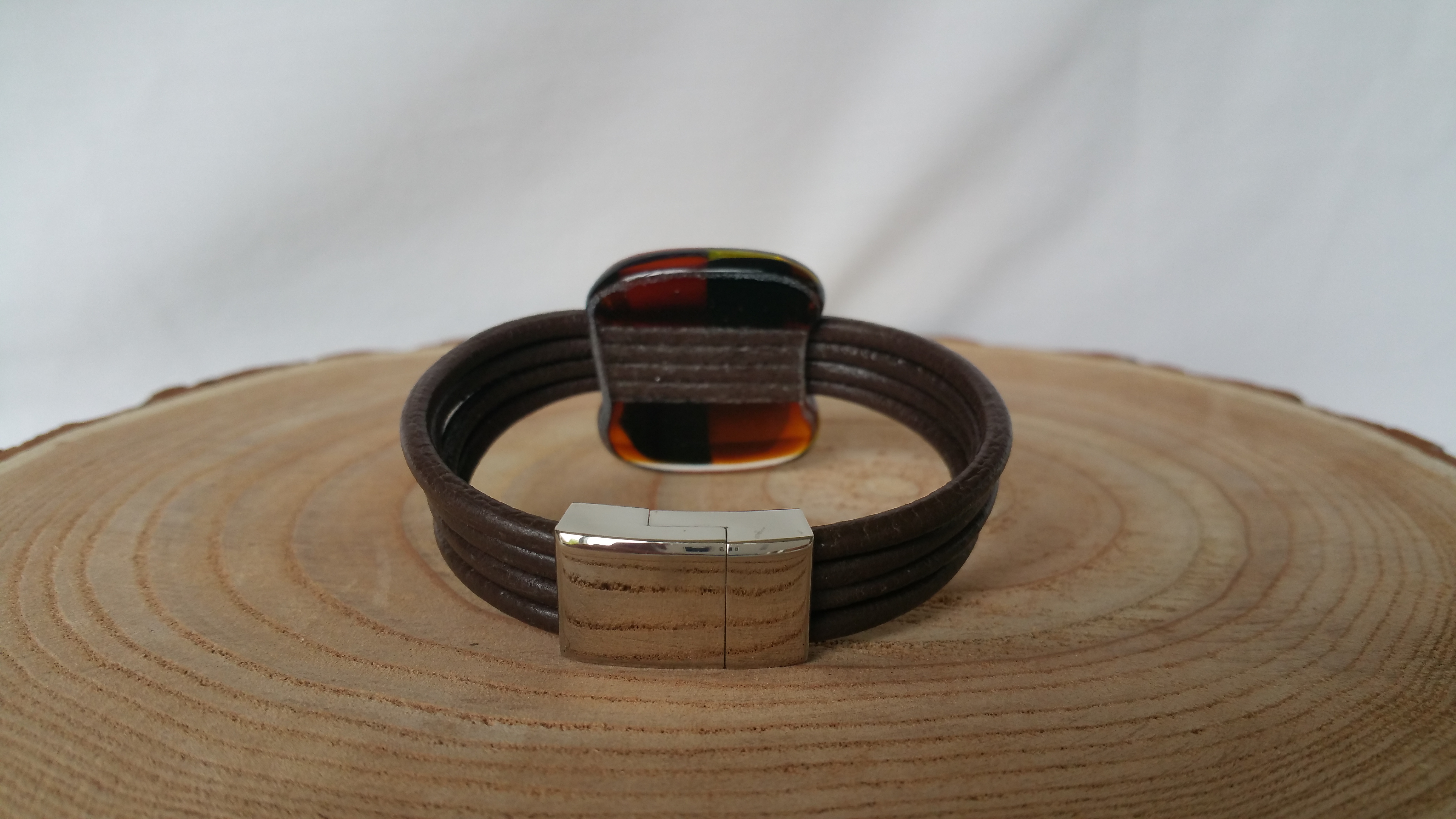 fused glass with leather and magnetic clasp - Image 7