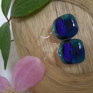 Square fused glass earrings