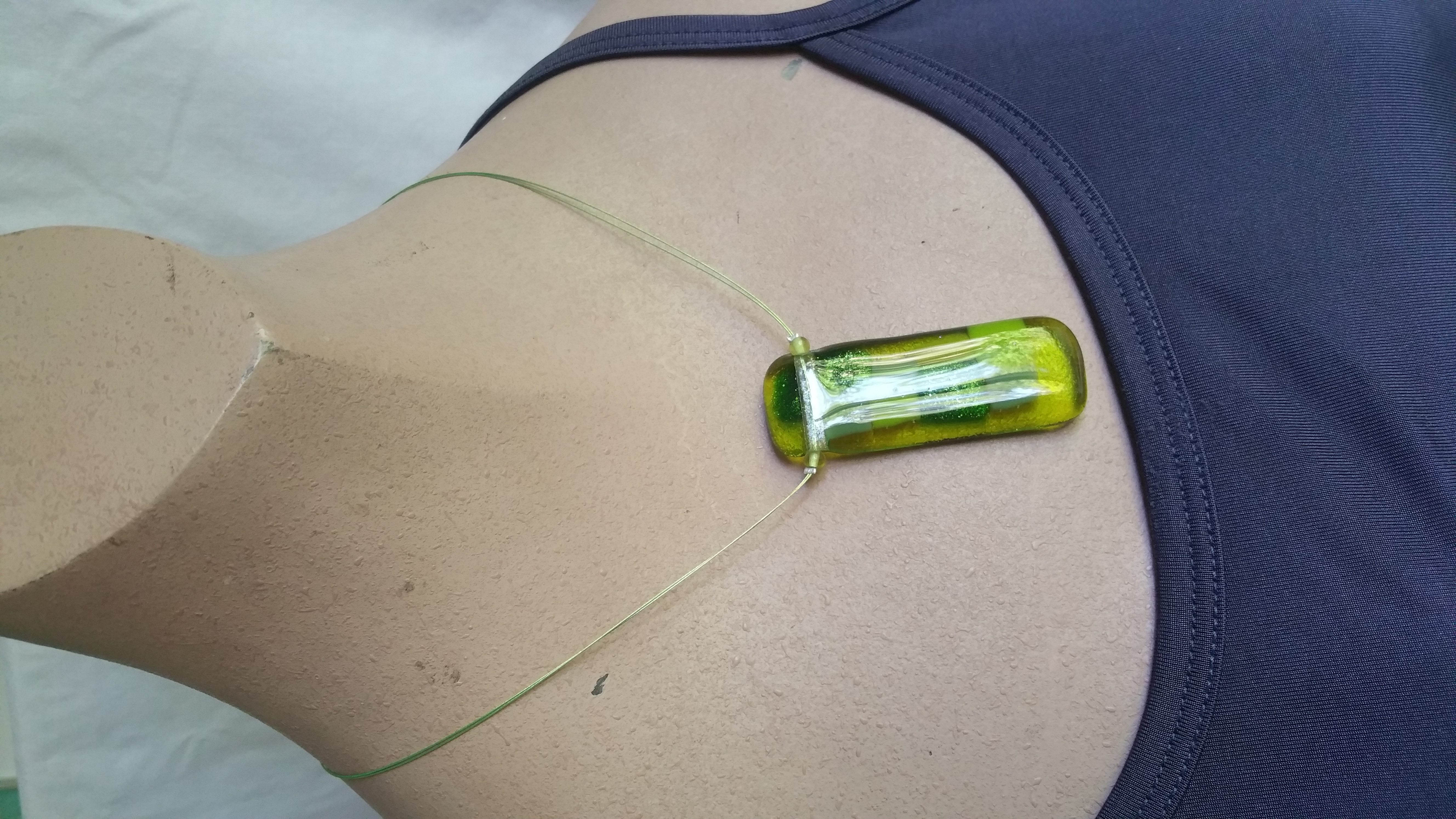 Long fused glass necklace on wire - Image 7