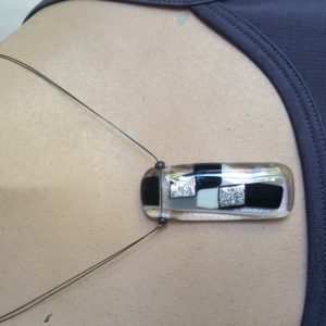 Long fused glass necklace on wire