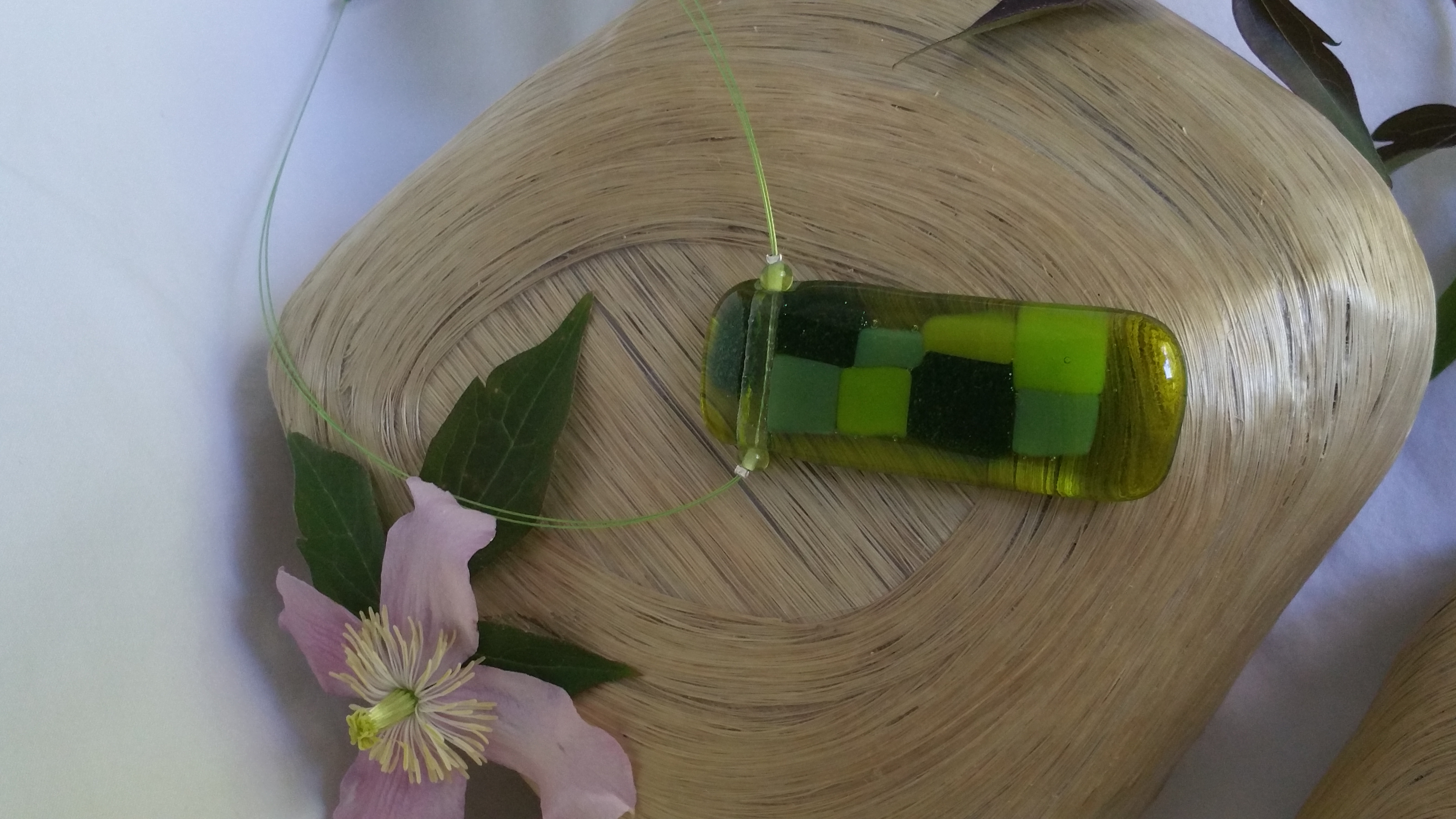 Long fused glass necklace on wire - Image 6