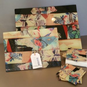 Glass worktopsavers / chopping boards 'Japanese collage'