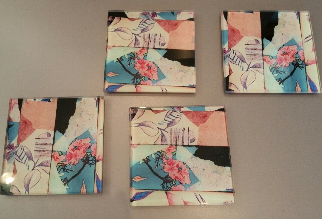 Glass worktopsavers / chopping boards 'Japanese collage' - Image 3